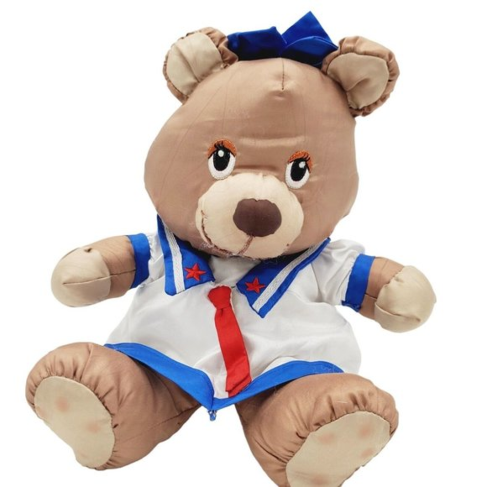 Potpourri Press Blankies Girl Bear Sailor Dress Bow‎ 13" Plush Vtg 1987 Stuffed